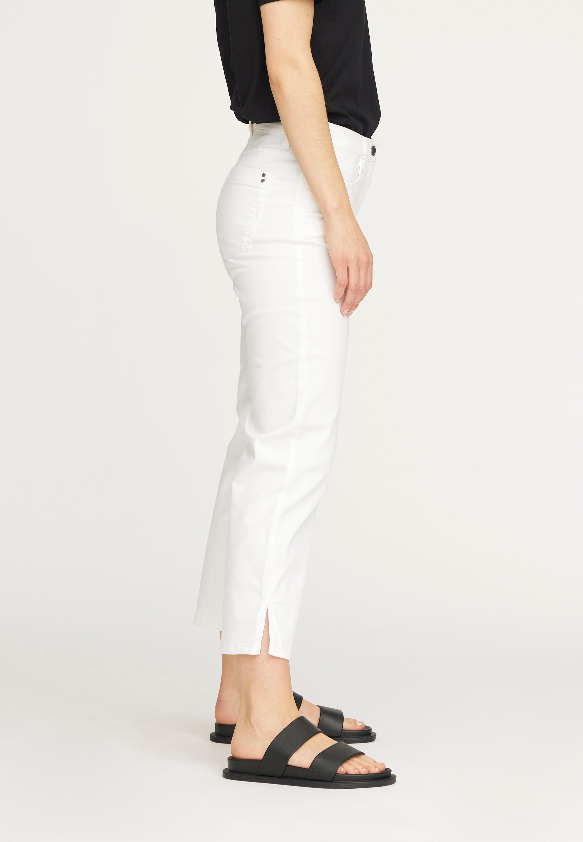 LAURIE Amelia Slit Straight crop Trousers STRAIGHT 10100 White