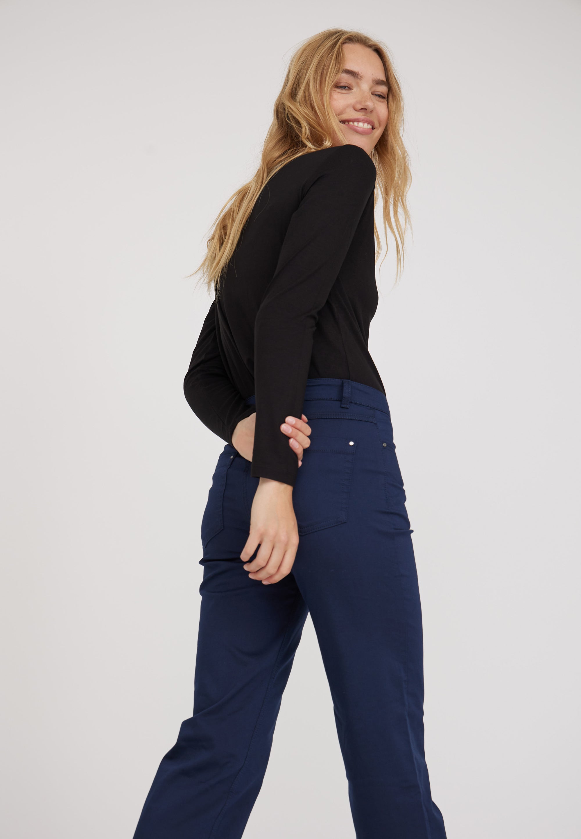 LAURIE  Amelia Straight - Medium Length Trousers STRAIGHT 49000 Navy