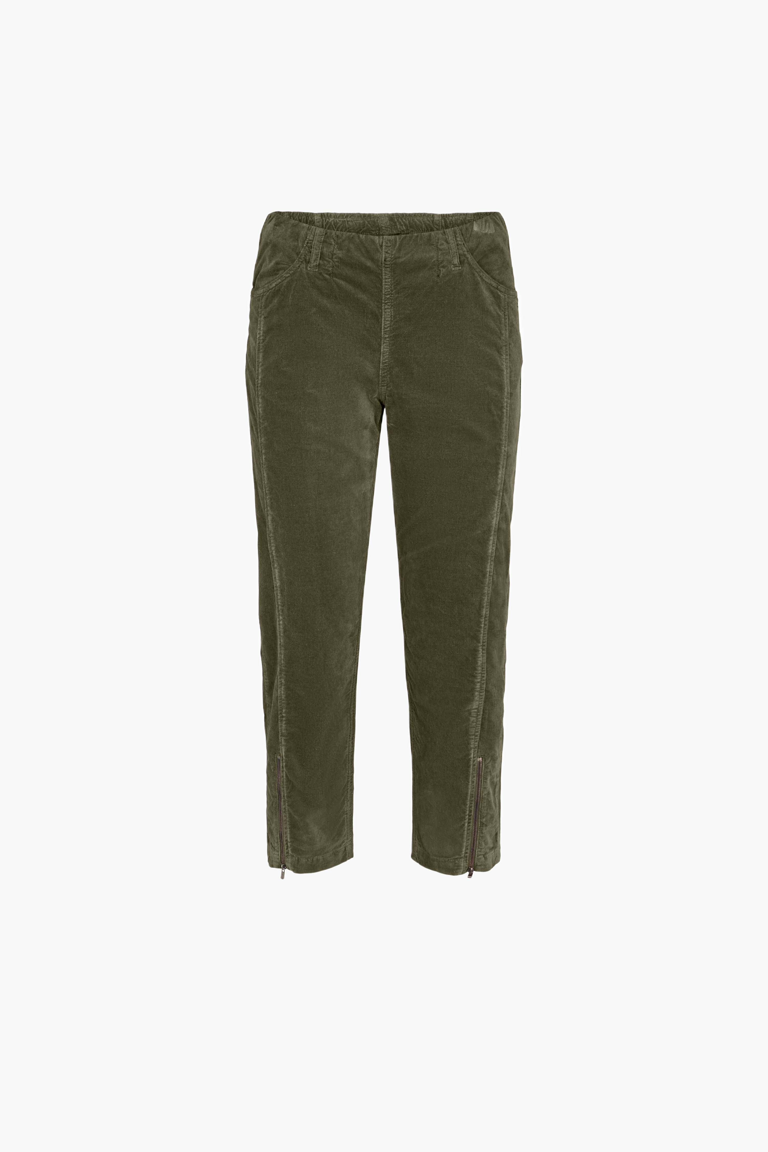 LAURIE  Piper Regular Fløjl Crop Trousers REGULAR 55000 Dried Olive